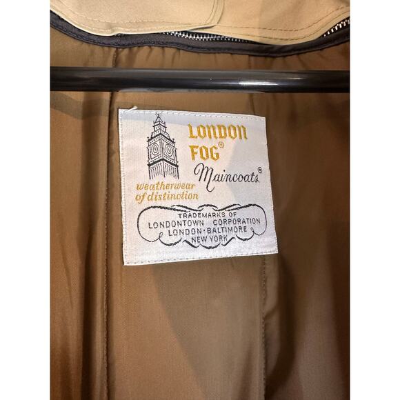 London Fog Trench Coat 44 Long Double Breasted Liner Heavy Warm Lined Vintage - Picture 5 of 7